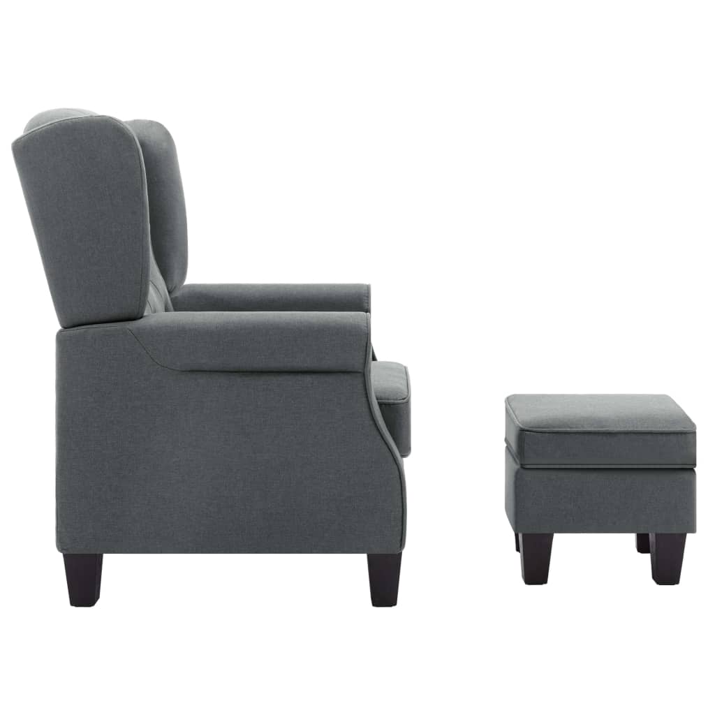 vidaXL Fotoliu cu taburet pentru picioare, gri deschis material textil
