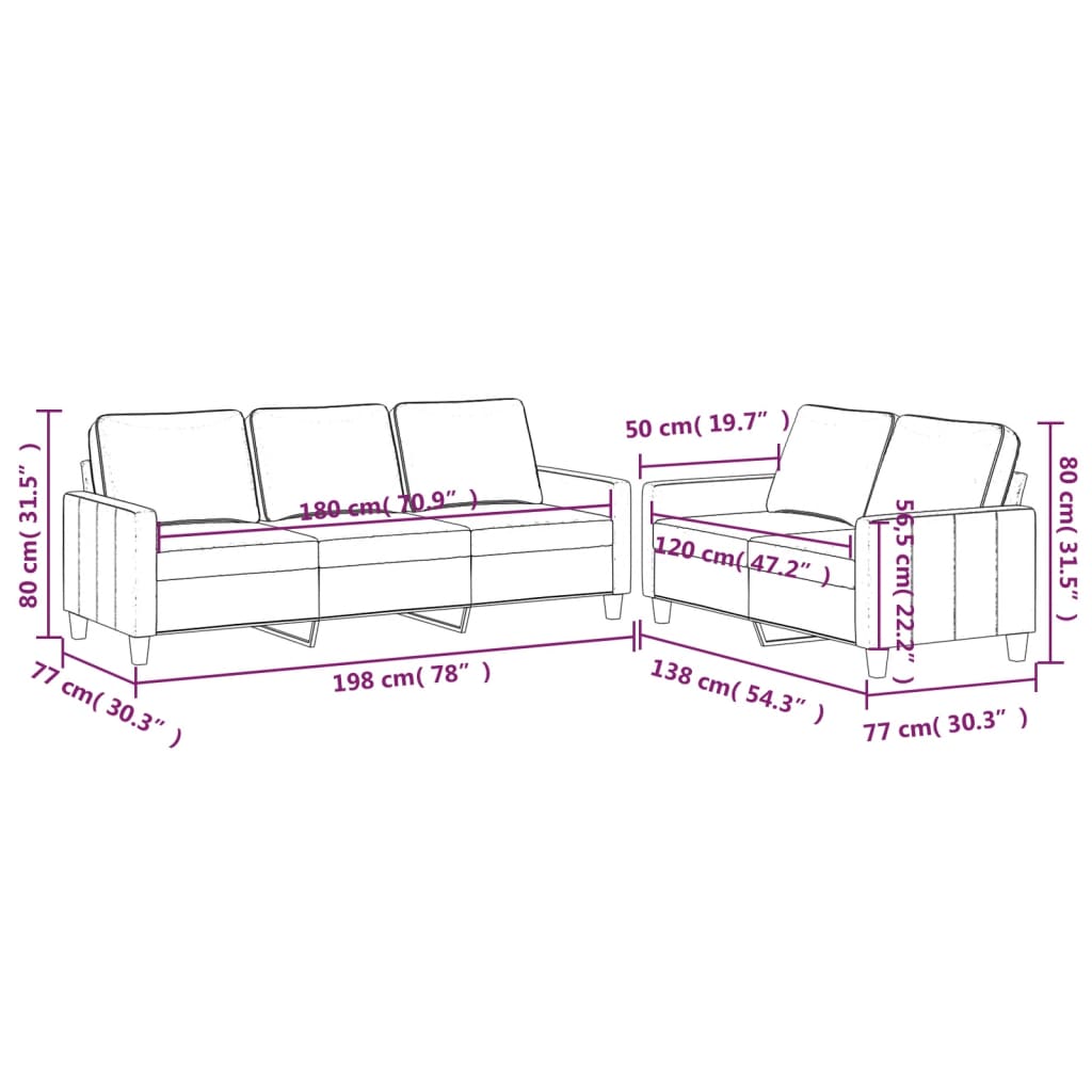vidaXL Set de canapele cu perne, 2 piese, roz, catifea vidaXL Set de canapele cu perne, 2 piese, roz, catifea