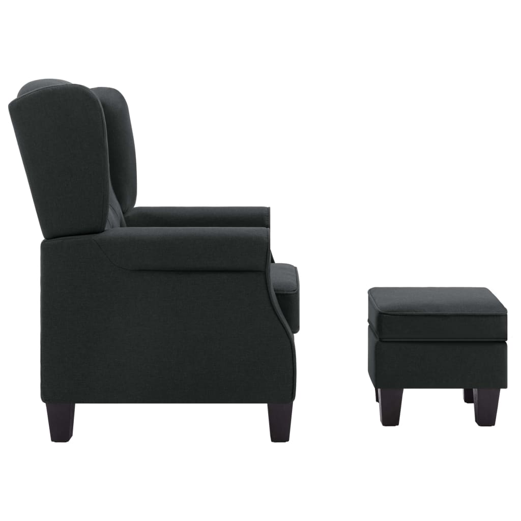 vidaXL Fotoliu cu taburet pentru picioare, gri închis, material textil vidaXL Fotoliu cu taburet pentru picioare, gri închis, material textil