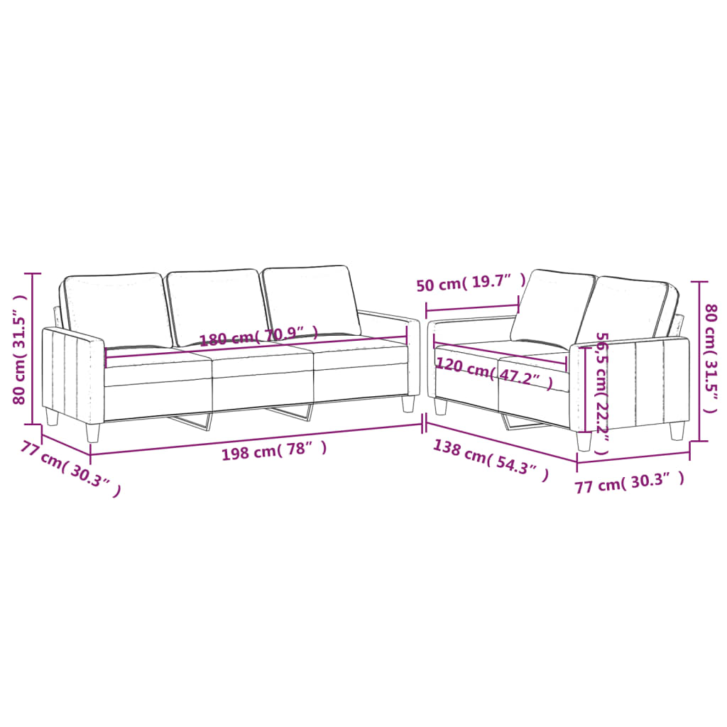 vidaXL Set de canapele cu perne, 2 piese, negru, catifea