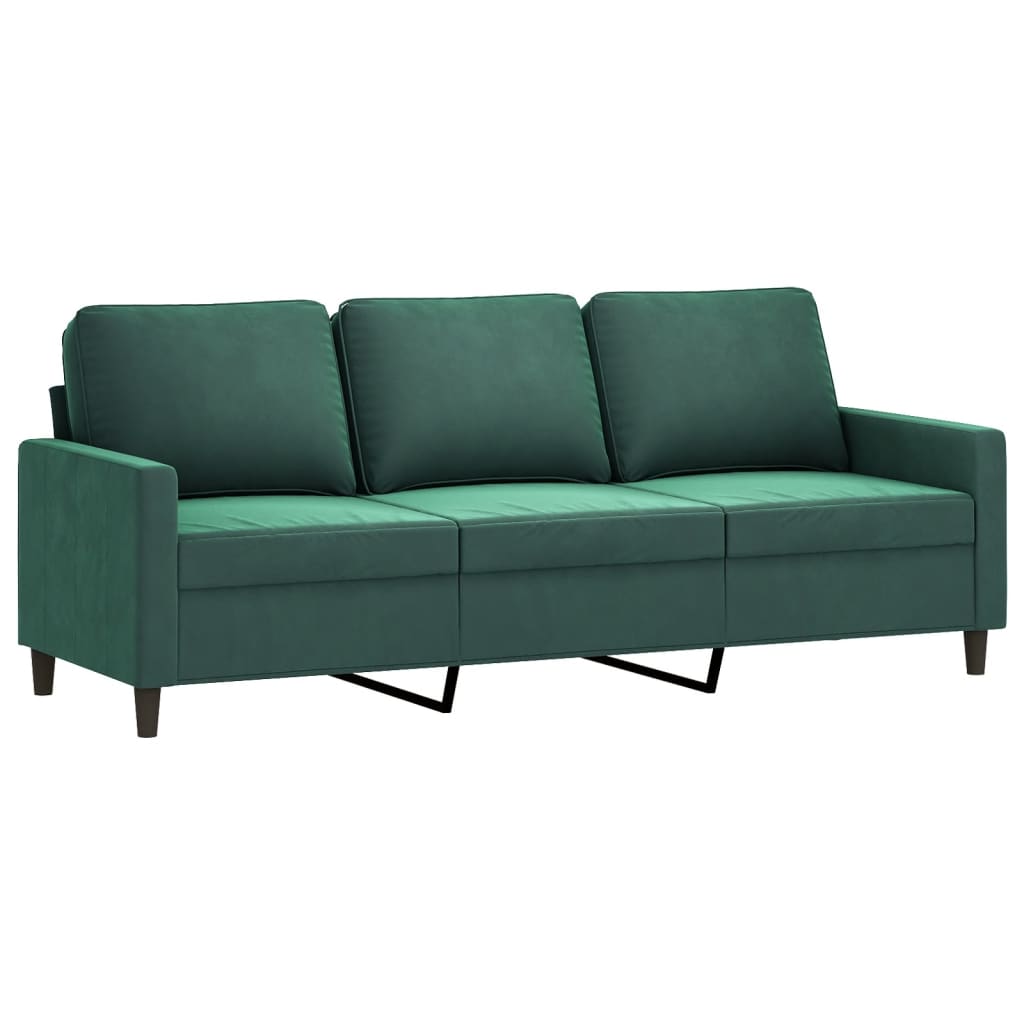 vidaXL Set de canapele cu perne, 3 piese, verde închis, catifea vidaXL Set de canapele cu perne, 3 piese, verde închis, catifea