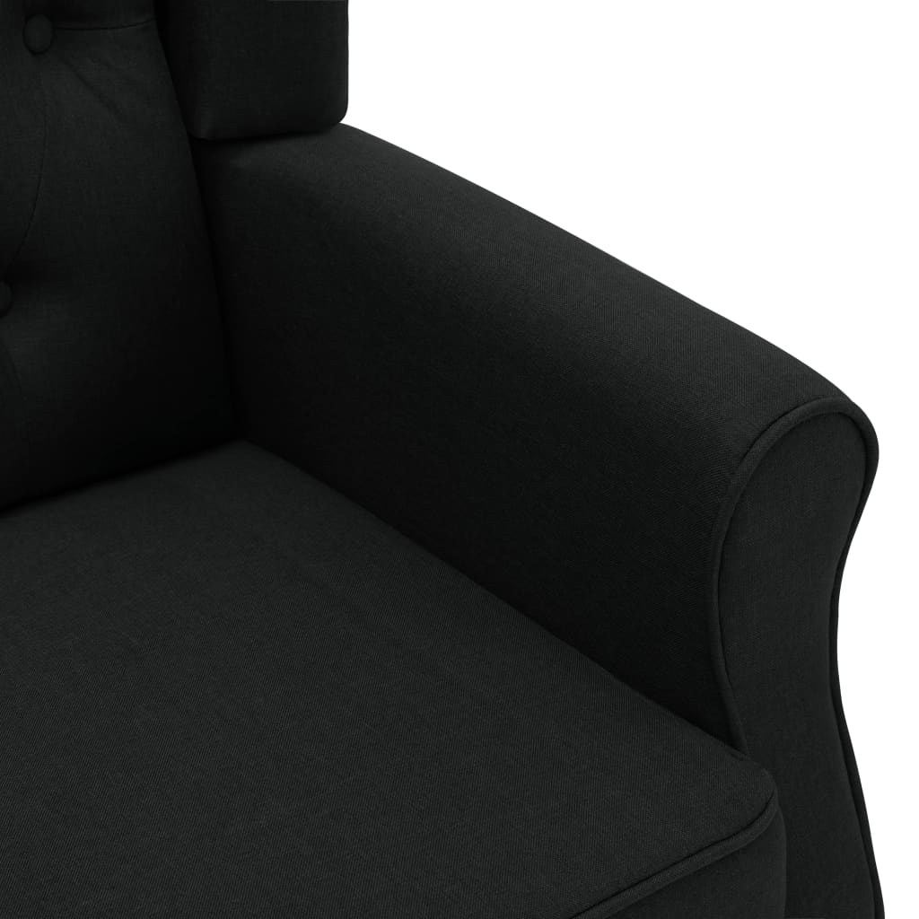 vidaXL Fotoliu cu taburet pentru picioare, negru, material textil vidaXL Fotoliu cu taburet pentru picioare, negru, material textil
