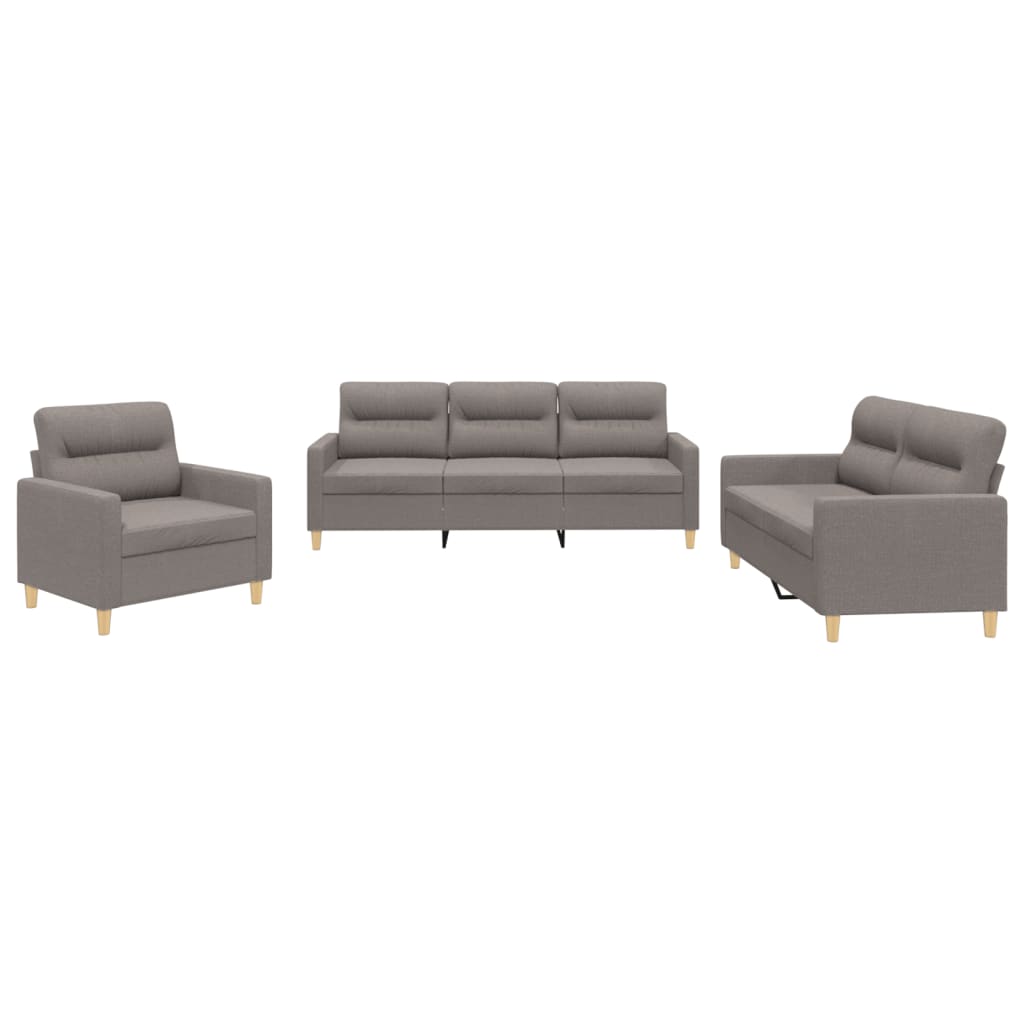 vidaXL Set de canapea cu perne, 3 piese, gri taupe, material textil vidaXL Set de canapea cu perne, 3 piese, gri taupe, material textil