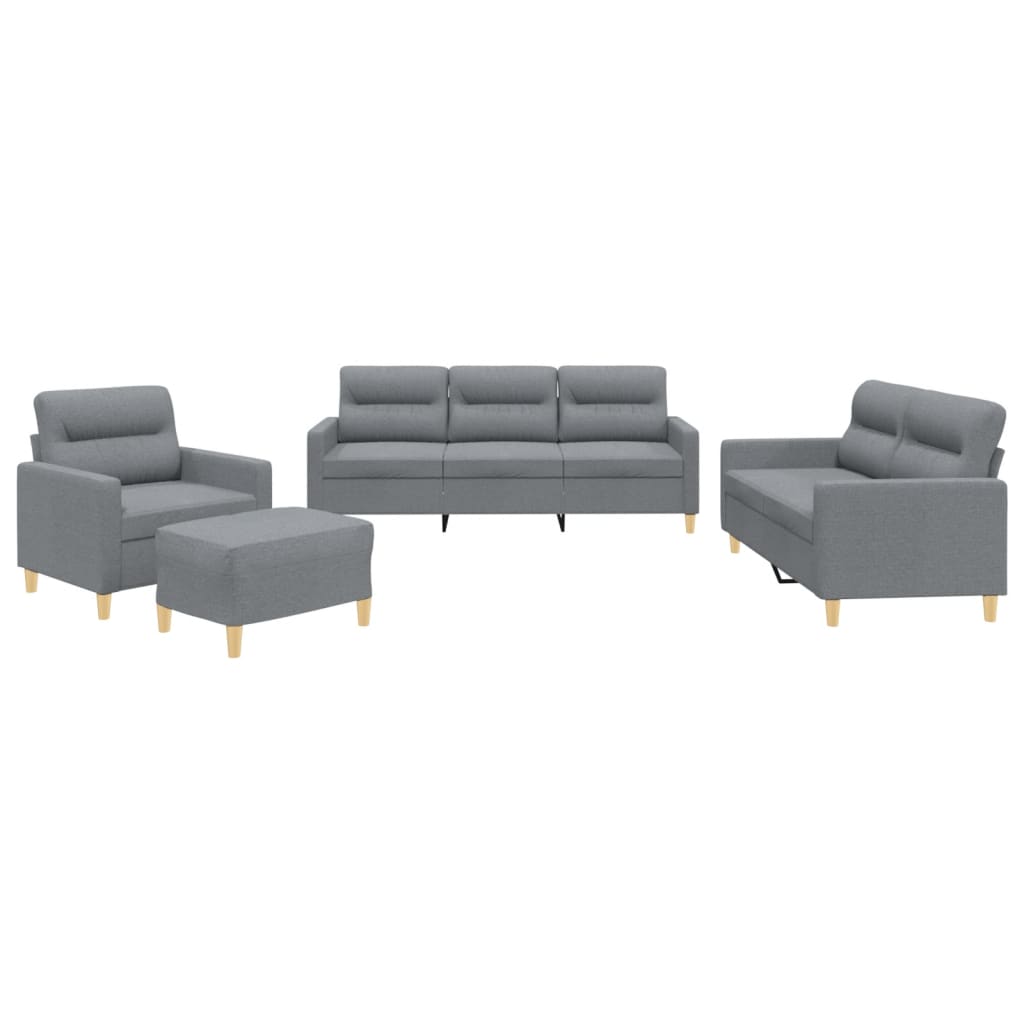 vidaXL Set de canapele cu perne, 4 piese, gri deschis, textil vidaXL Set de canapele cu perne, 4 piese, gri deschis, textil