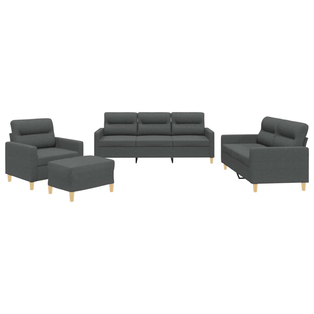 vidaXL Set de canapele cu perne, 4 piese, gri închis, textil