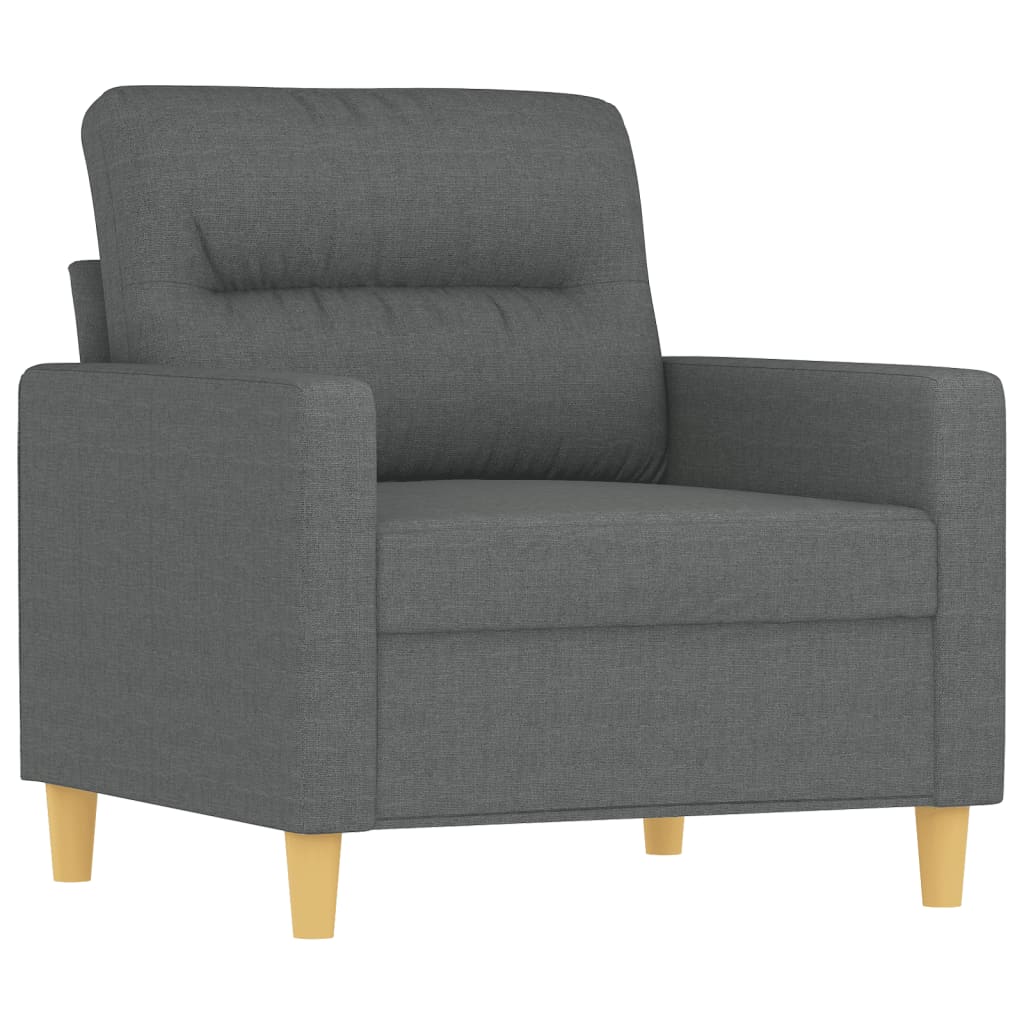 vidaXL Set de canapele cu perne, 3 piese, gri închis, textil vidaXL Set de canapele cu perne, 3 piese, gri închis, textil