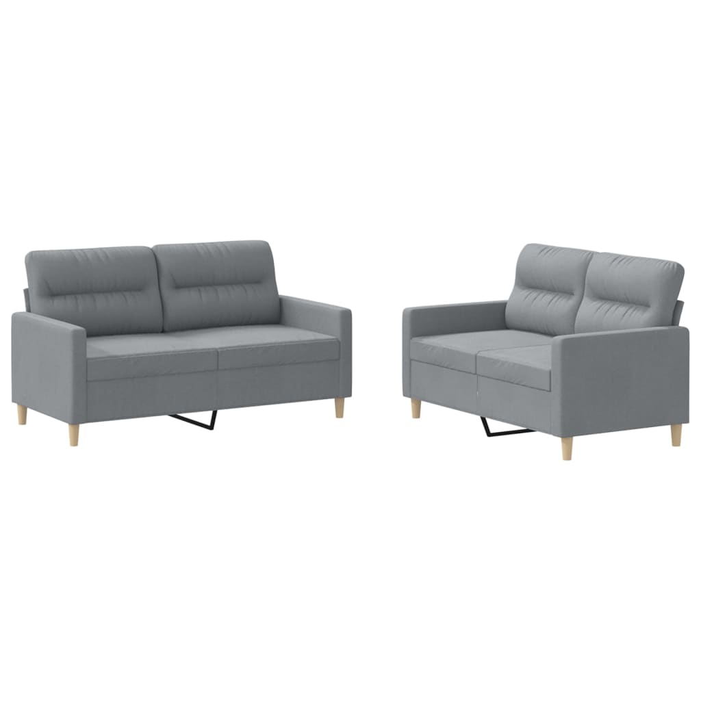 vidaXL Set de canapele cu perne, 2 piese, gri deschis, textil vidaXL Set de canapele cu perne, 2 piese, gri deschis, textil