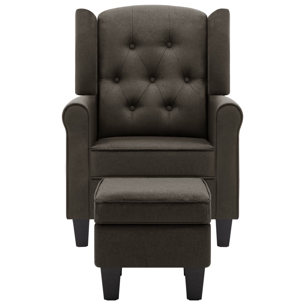 vidaXL Fotoliu cu taburet pentru picioare, gri taupe, material textil vidaXL Fotoliu cu taburet pentru picioare, gri taupe, material textil