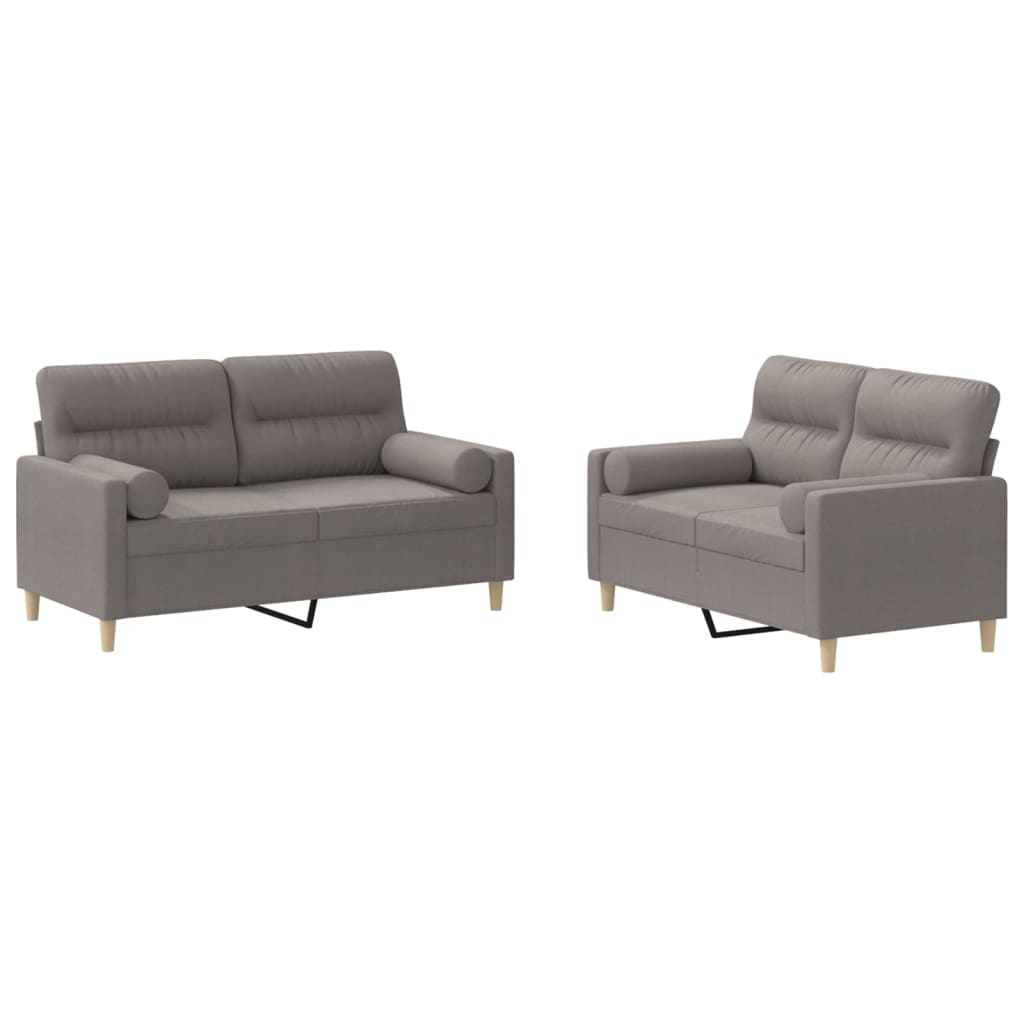 vidaXL Set de canapele cu perne, 2 piese, gri taupe, textil