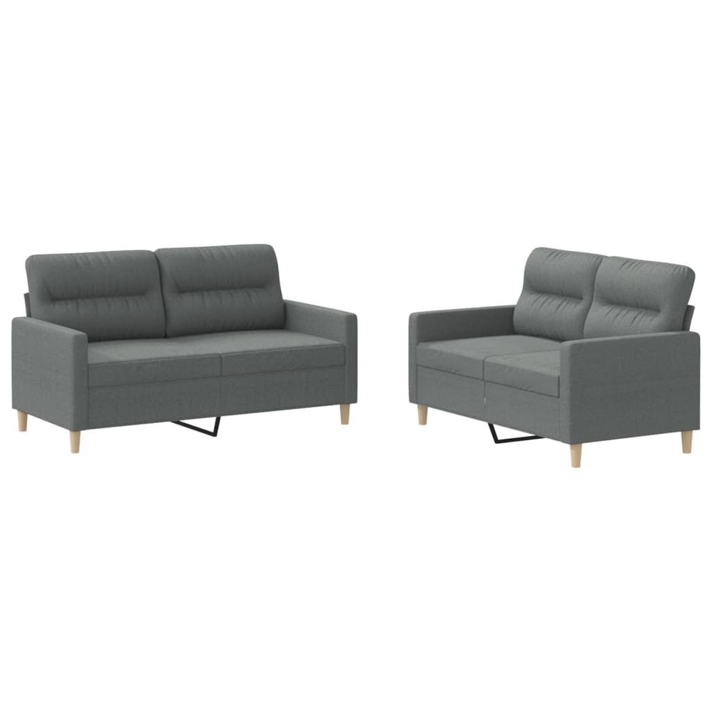 vidaXL Set de canapele cu perne, 2 piese, gri închis, textil vidaXL Set de canapele cu perne, 2 piese, gri închis, textil