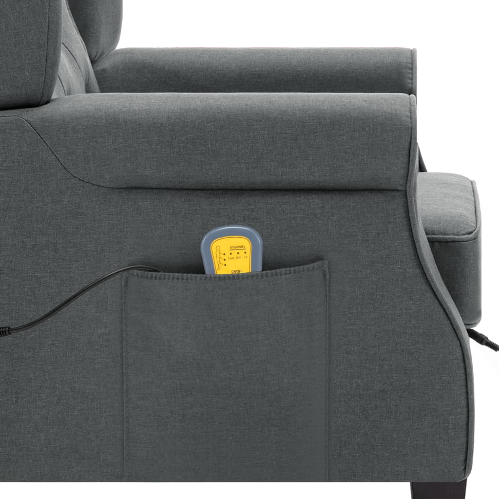 vidaXL Fotoliu de masaj cu taburet, gri deschis, material textil vidaXL Fotoliu de masaj cu taburet, gri deschis, material textil