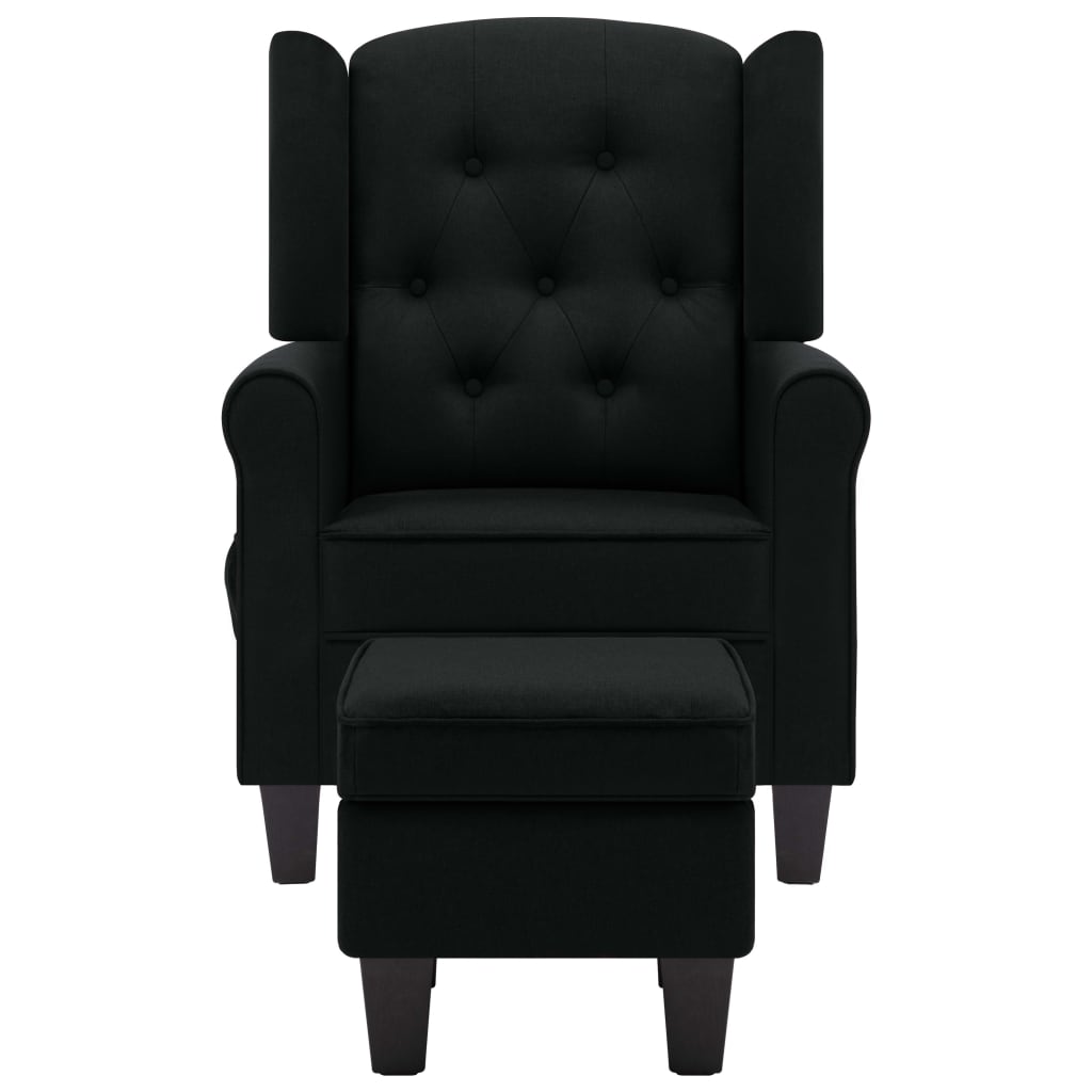 vidaXL Fotoliu de masaj cu taburet, negru, material textil vidaXL Fotoliu de masaj cu taburet, negru, material textil