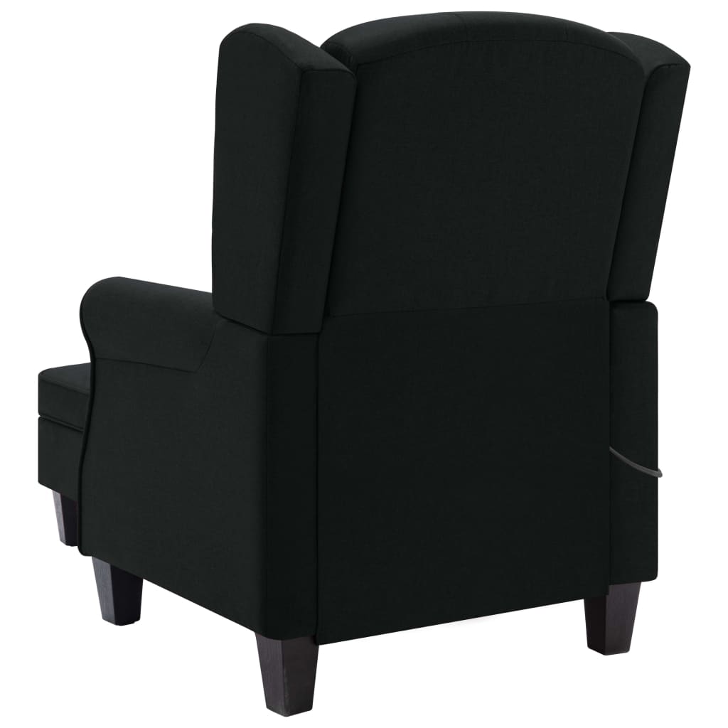 vidaXL Fotoliu de masaj cu taburet, negru, material textil vidaXL Fotoliu de masaj cu taburet, negru, material textil