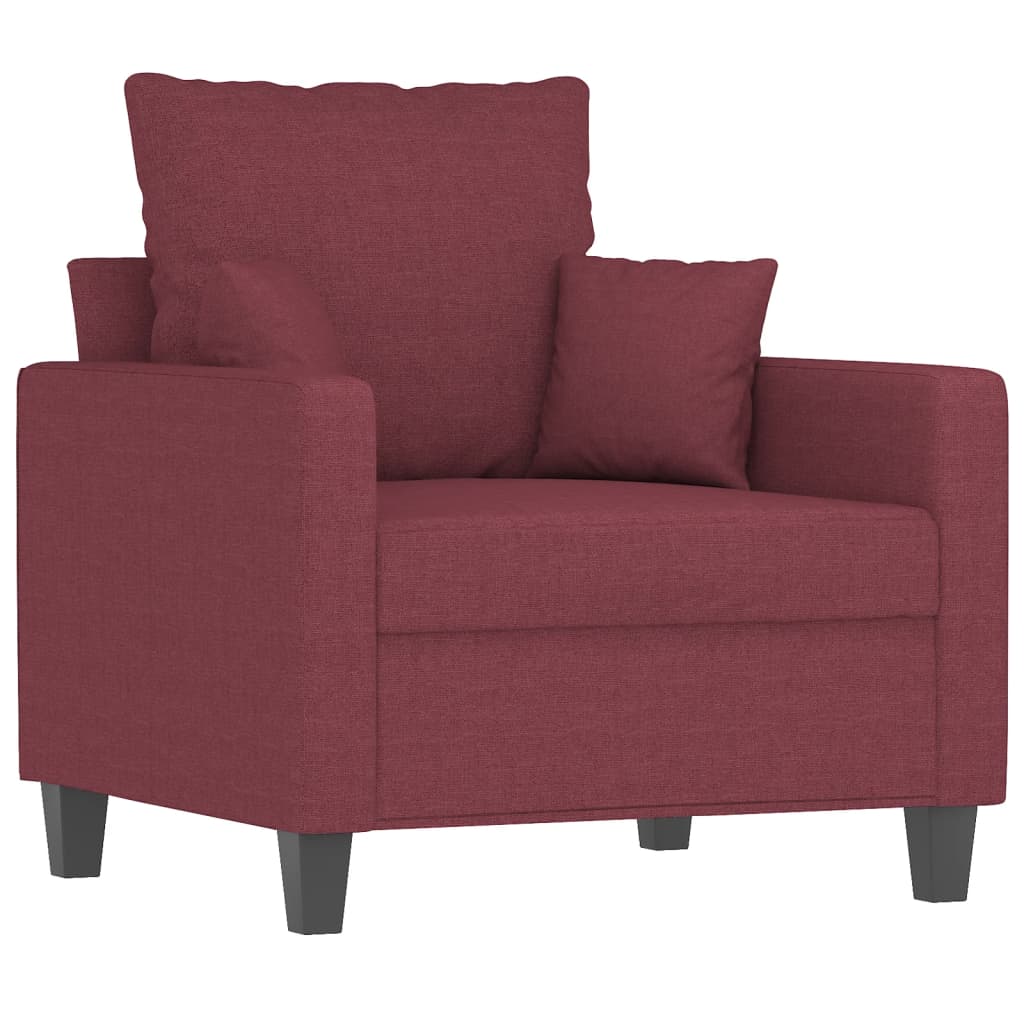 vidaXL Set canapea cu perne, 3 piese, roșu vin, material textil