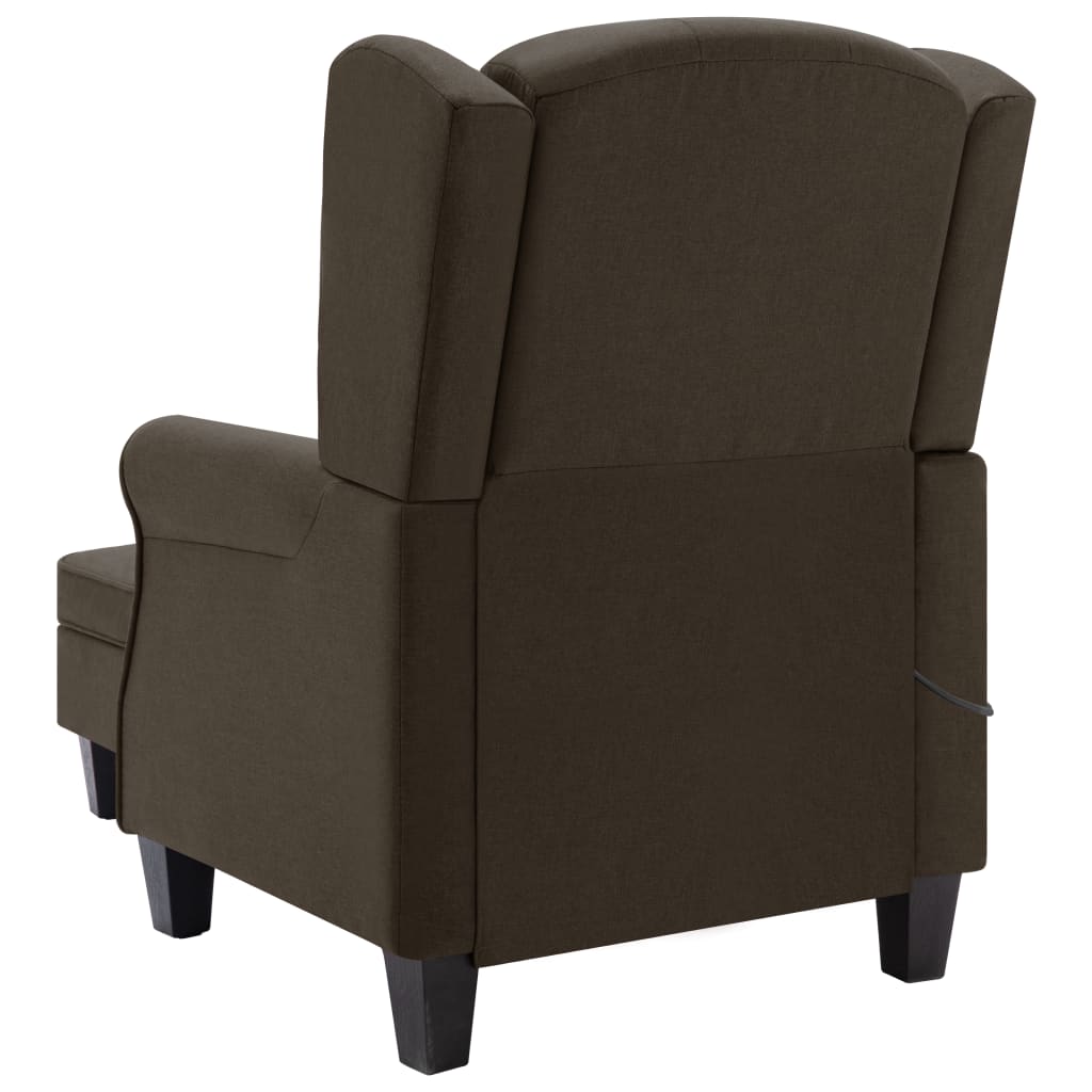 vidaXL Fotoliu de masaj cu taburet, maro, material textil vidaXL Fotoliu de masaj cu taburet, maro, material textil