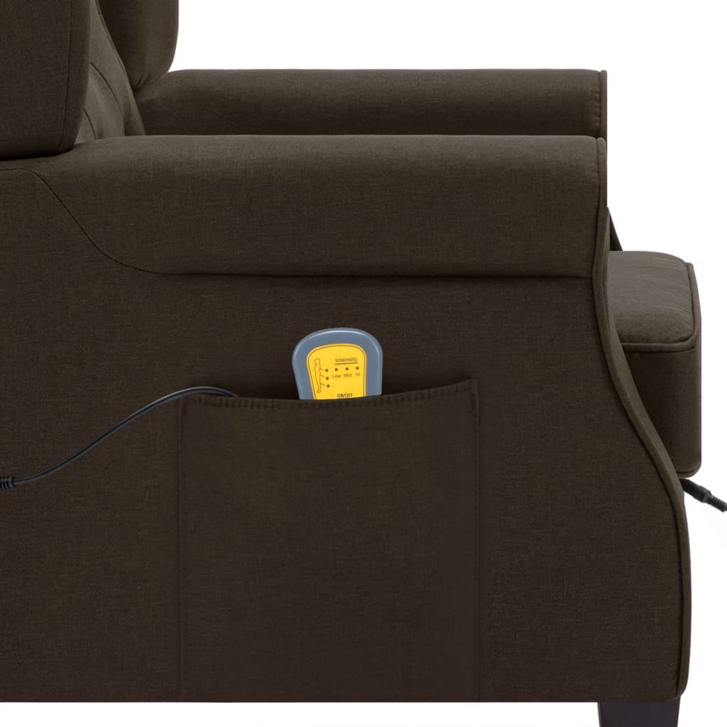 vidaXL Fotoliu de masaj cu taburet, maro, material textil vidaXL Fotoliu de masaj cu taburet, maro, material textil