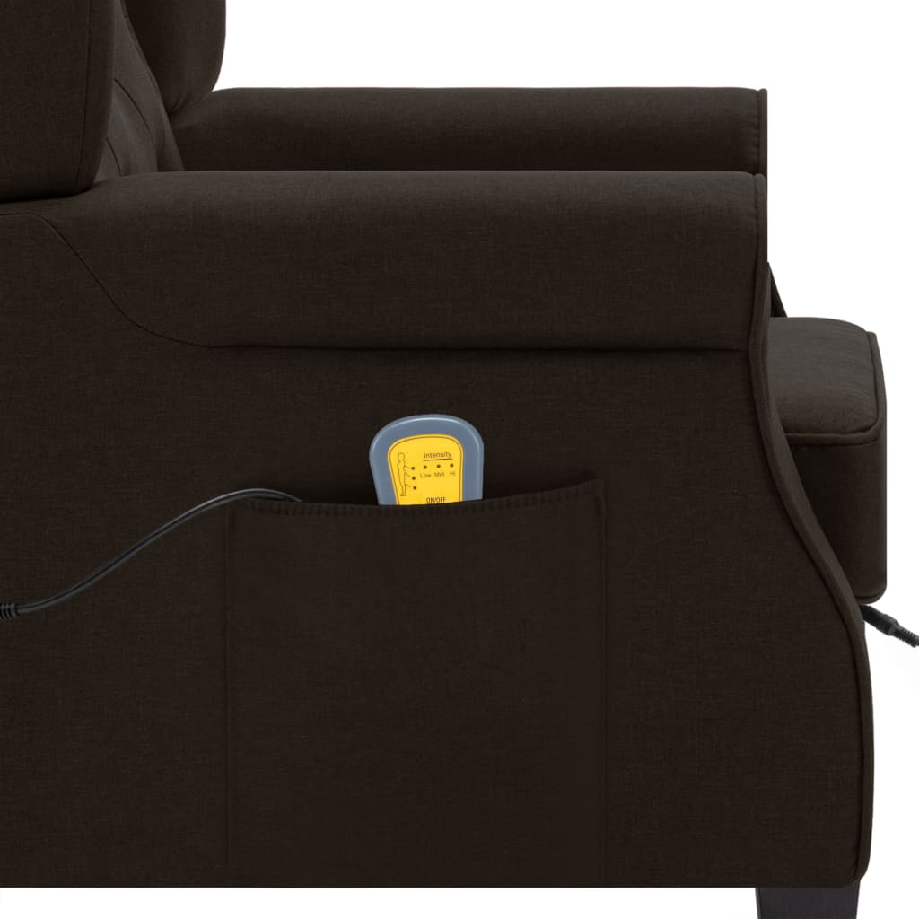 vidaXL Fotoliu de masaj cu taburet, maro închis, material textil vidaXL Fotoliu de masaj cu taburet, maro închis, material textil