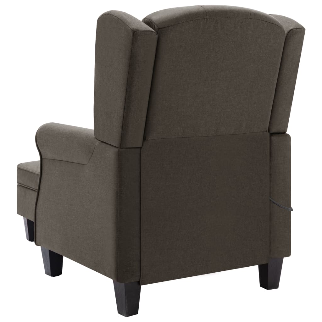 vidaXL Fotoliu de masaj cu taburet, gri taupe, material textil vidaXL Fotoliu de masaj cu taburet, gri taupe, material textil