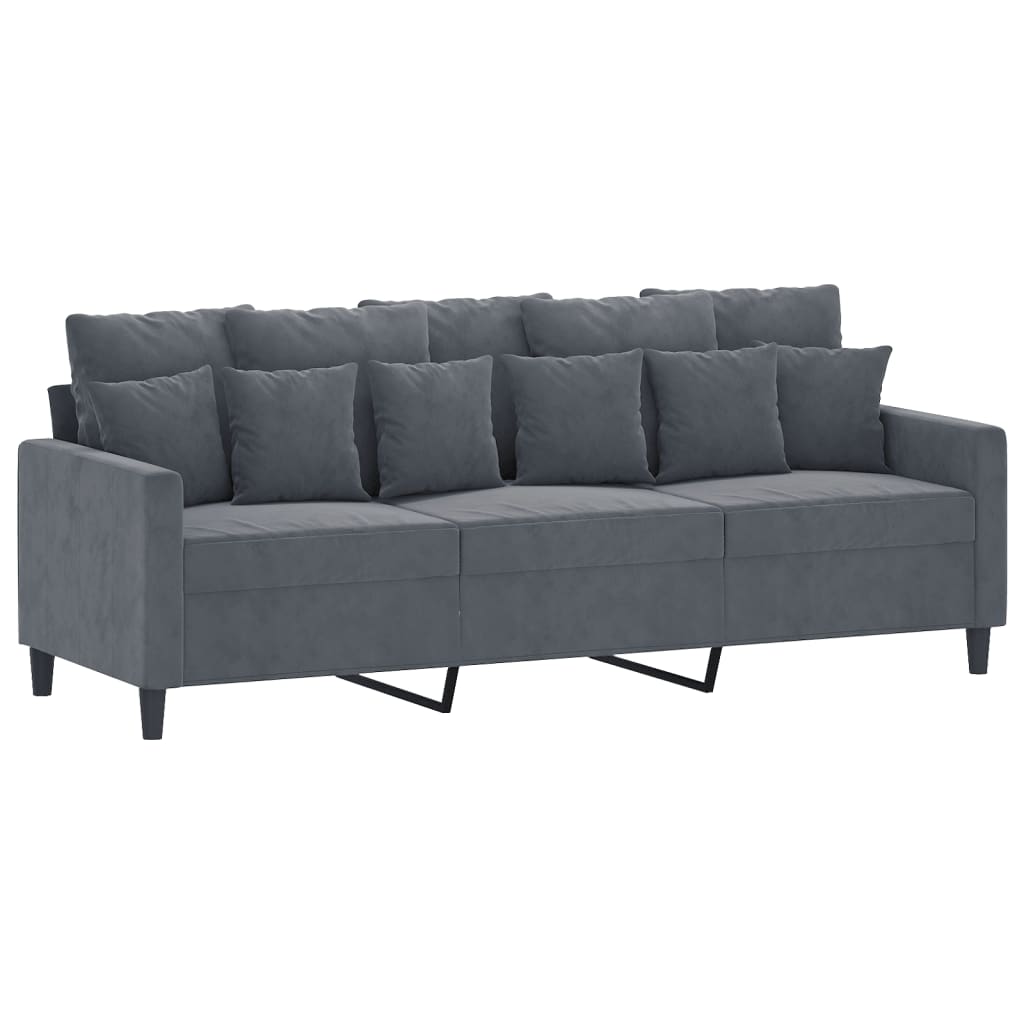 vidaXL Set de canapele cu perne, 4 piese, gri închis, catifea vidaXL Set de canapele cu perne, 4 piese, gri închis, catifea