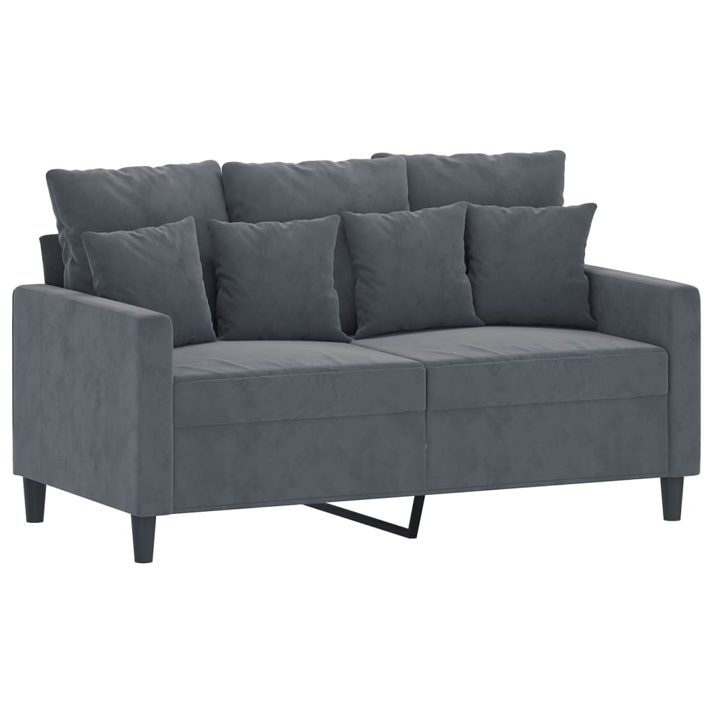 vidaXL Set de canapele cu perne, 4 piese, gri închis, catifea vidaXL Set de canapele cu perne, 4 piese, gri închis, catifea