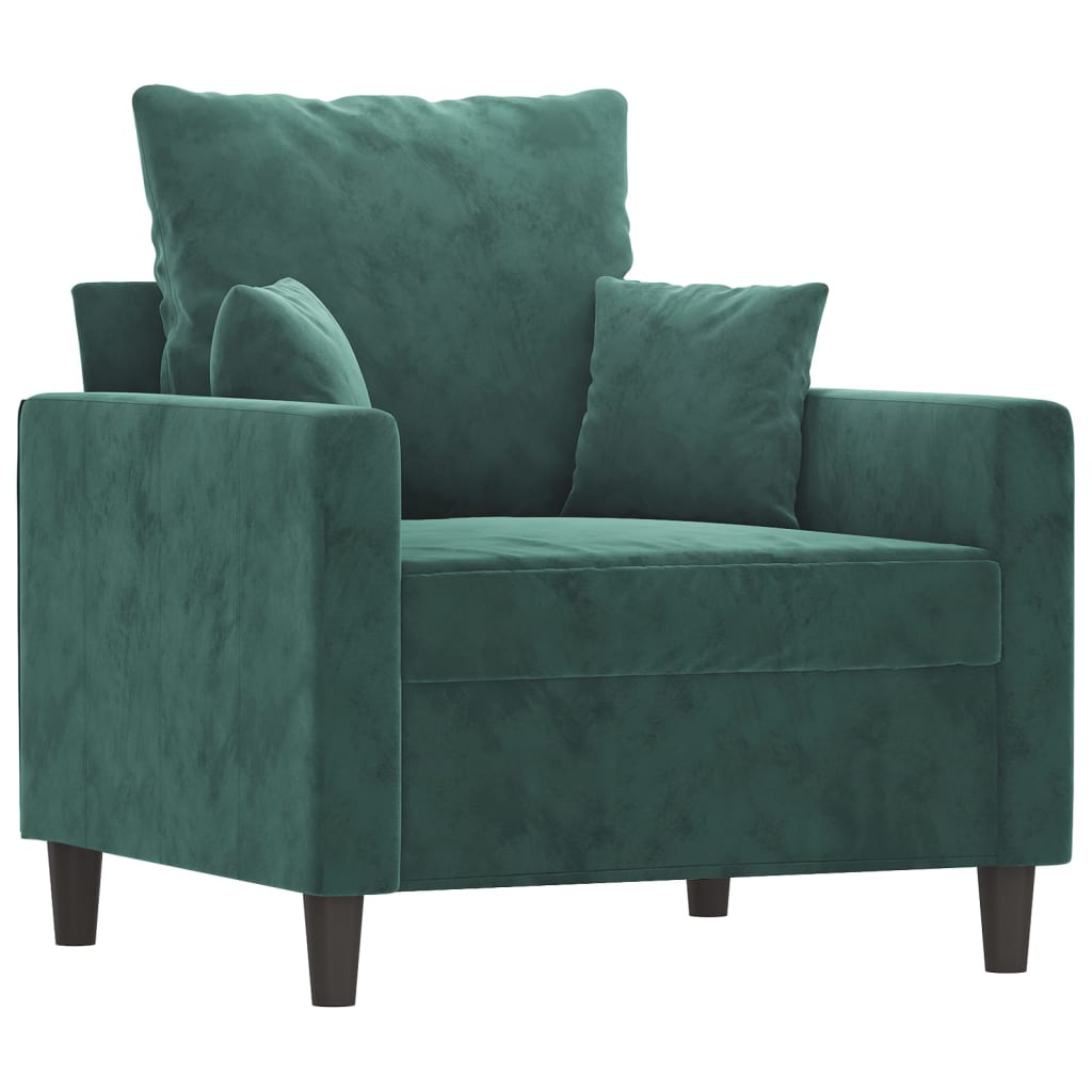 vidaXL Set de canapele cu perne, 4 piese, verde închis, catifea
