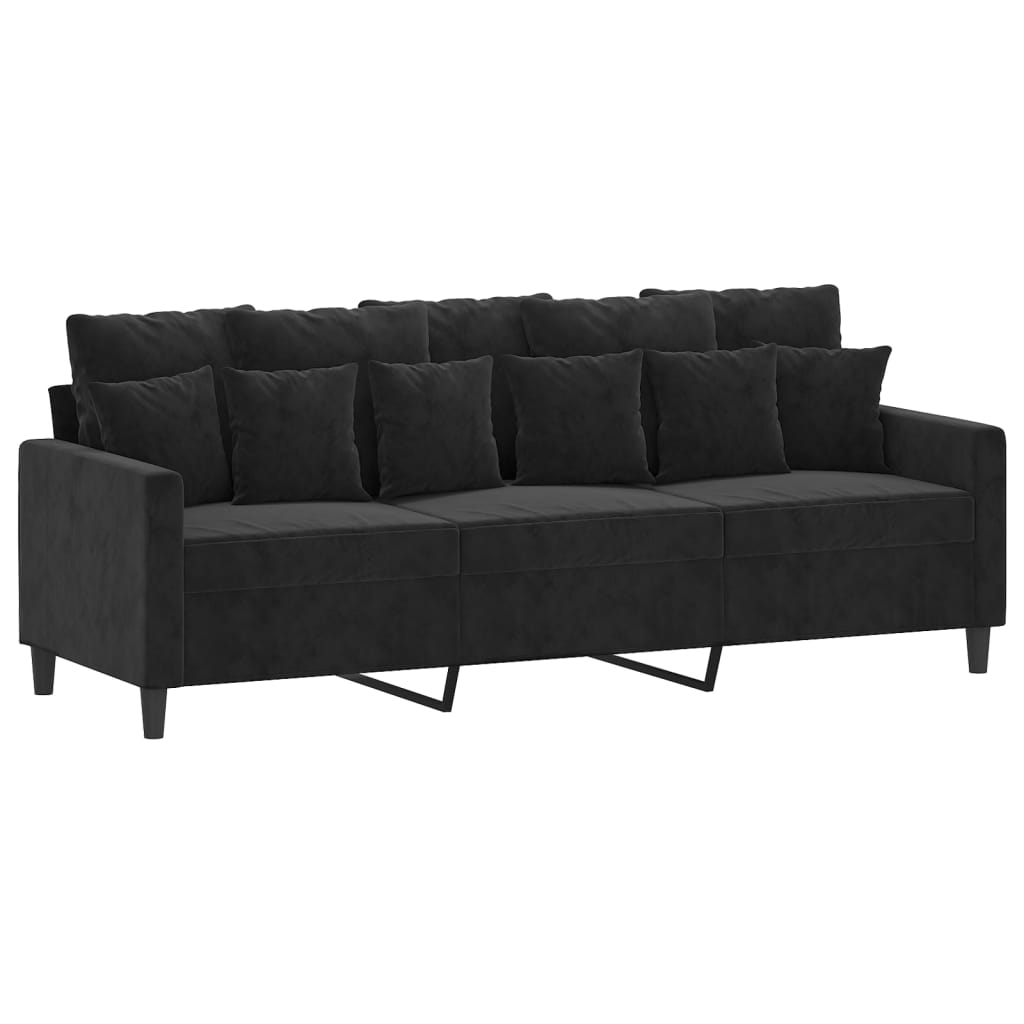 vidaXL Set de canapele cu perne, 4 piese, negru, catifea