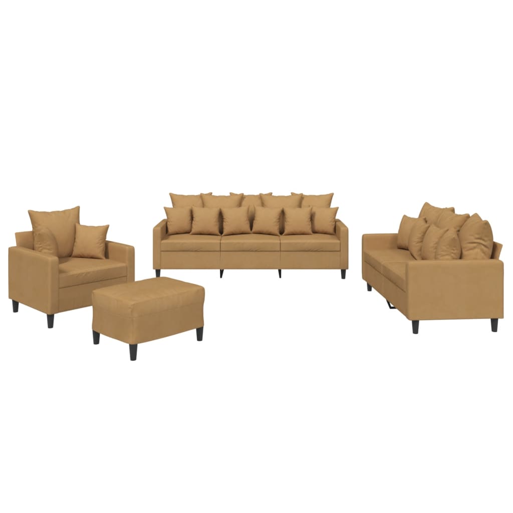 vidaXL Set de canapele cu perne, 4 piese, maro, catifea