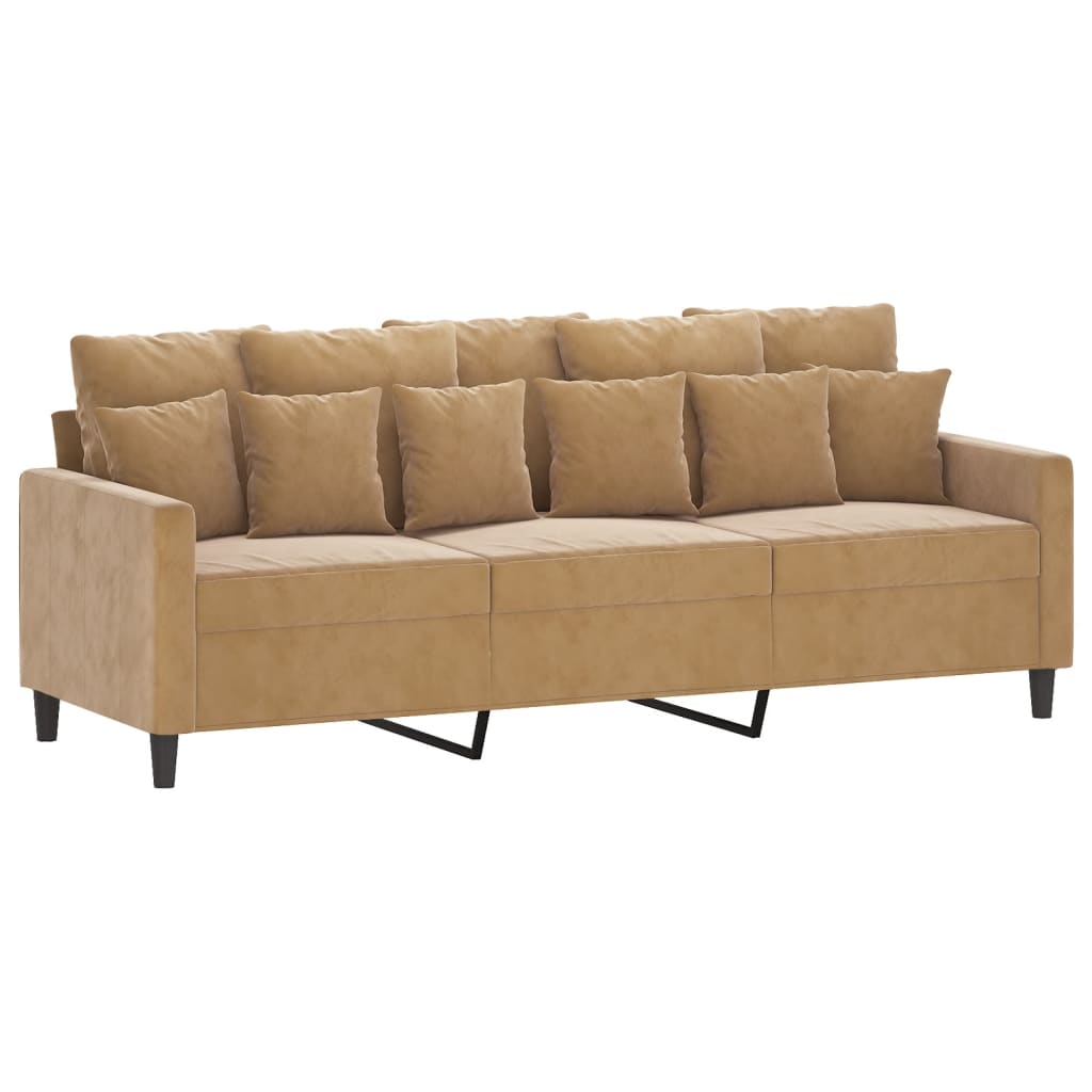 vidaXL Set de canapele cu perne, 4 piese, maro, catifea
