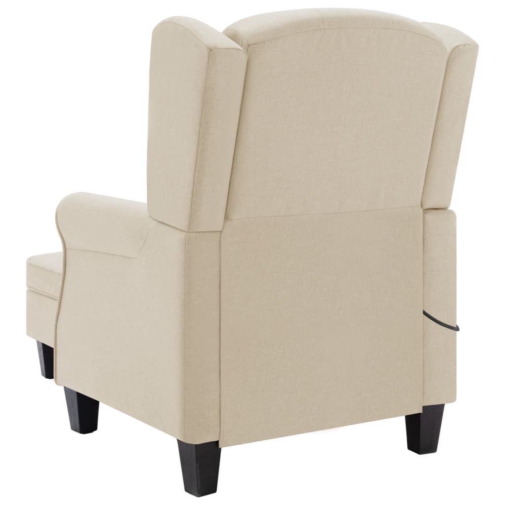 vidaXL Fotoliu de masaj cu taburet, crem, material textil vidaXL Fotoliu de masaj cu taburet, crem, material textil