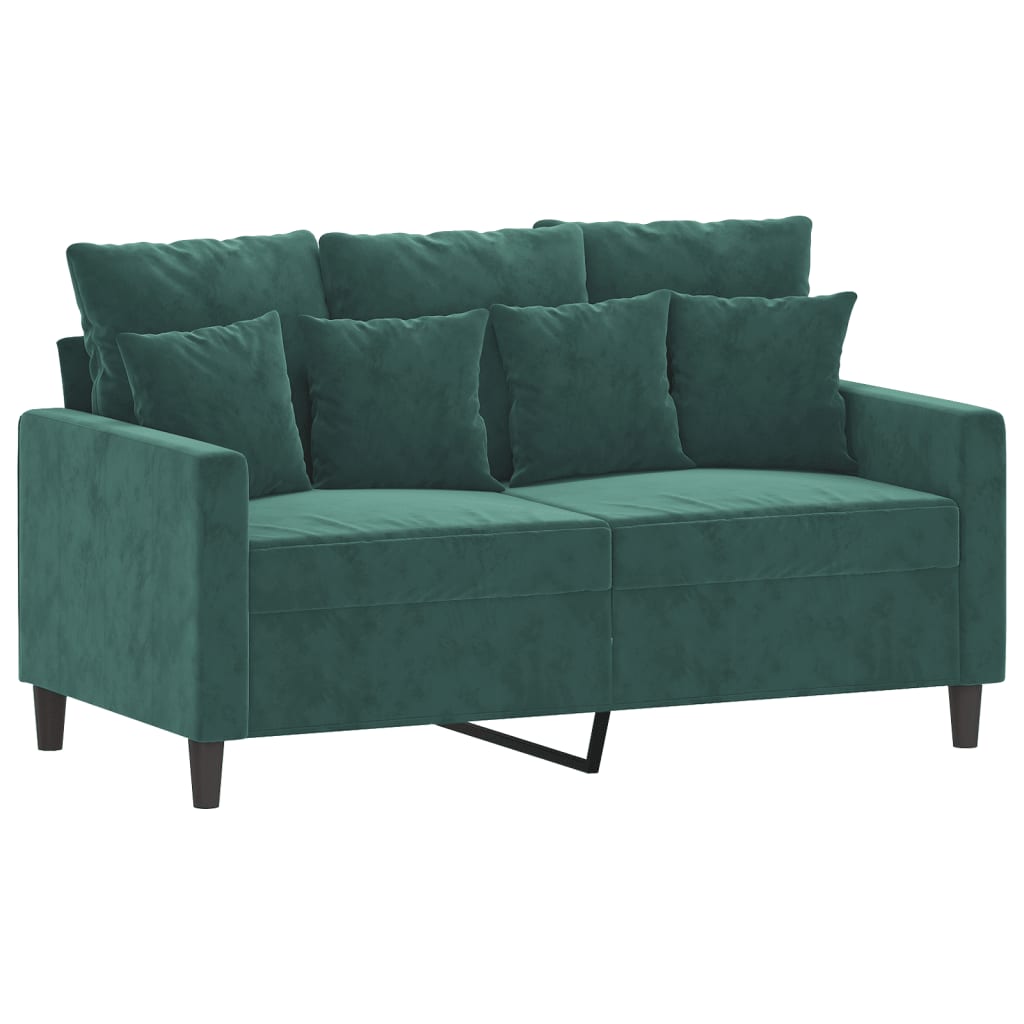 vidaXL Set de canapele cu perne, 2 piese, verde închis, catifea vidaXL Set de canapele cu perne, 2 piese, verde închis, catifea