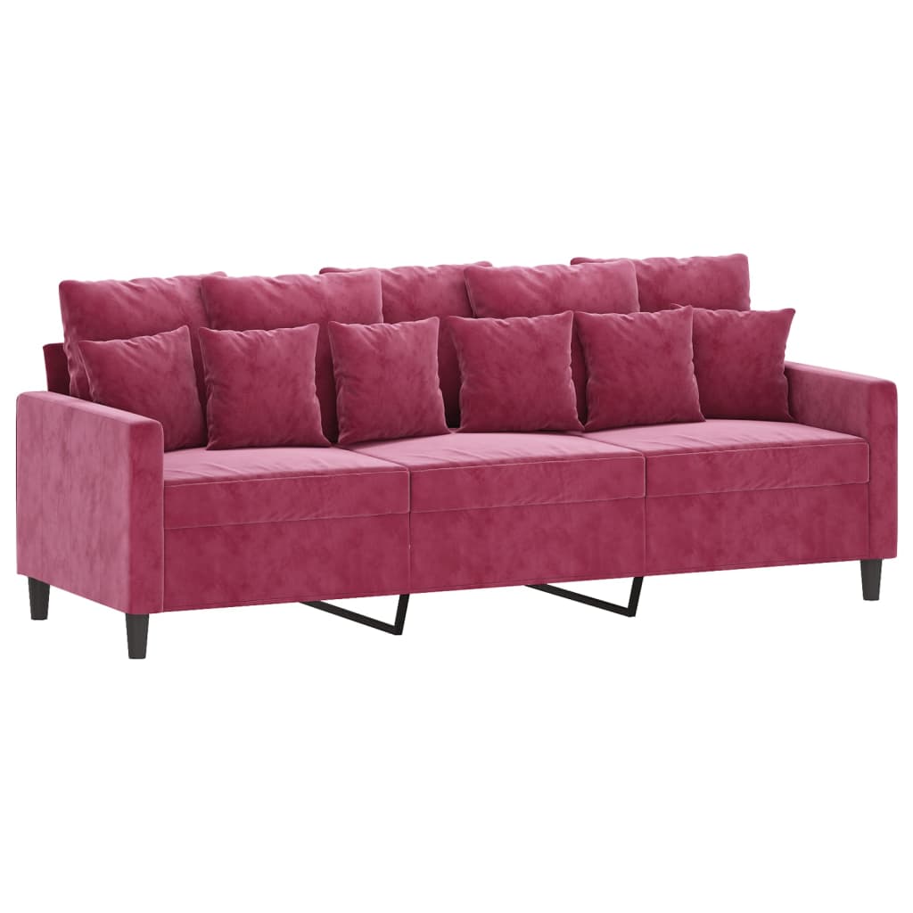 vidaXL Set canapele cu perne, 2 piese, roșu vin, catifea vidaXL Set canapele cu perne, 2 piese, roșu vin, catifea