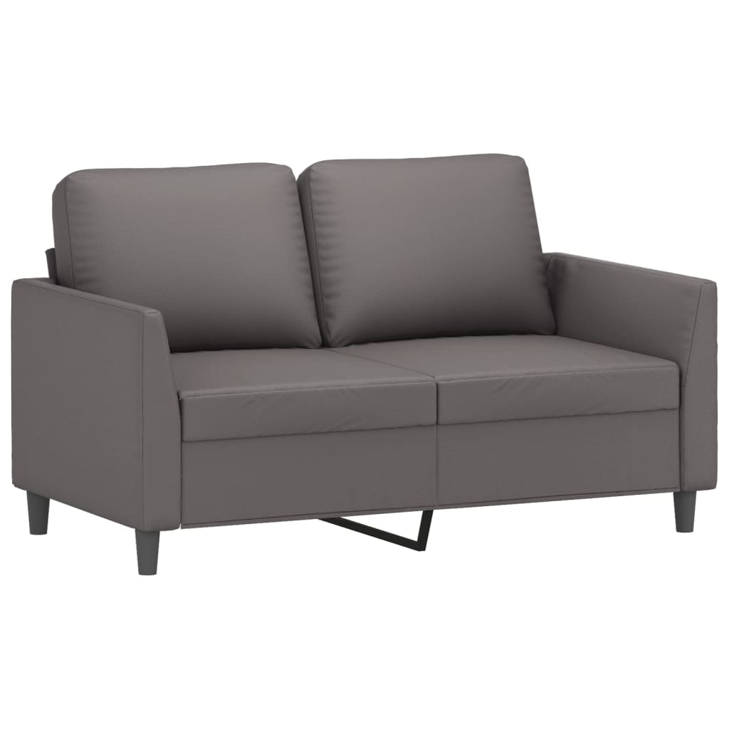 vidaXL Set de canapele cu perne, 3 piese, gri, piele ecologică vidaXL Set de canapele cu perne, 3 piese, gri, piele ecologică