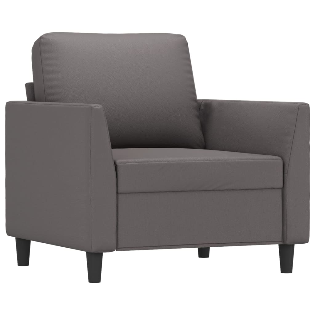 vidaXL Set de canapele cu perne, 4 piese, gri, piele ecologică