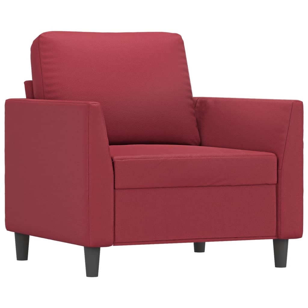 vidaXL Set de canapele cu perne, 4 piese, roșu vin, piele ecologică