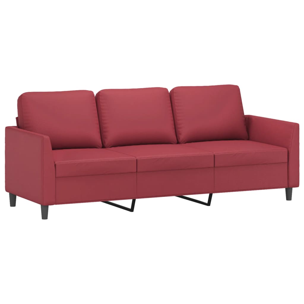 vidaXL Set de canapele cu perne, 4 piese, roșu vin, piele ecologică