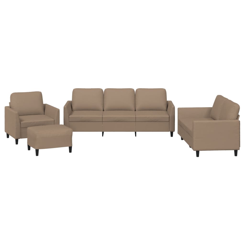 vidaXL Set de canapele cu perne, 4 piese, cappuccino, piele ecologică vidaXL Set de canapele cu perne, 4 piese, cappuccino, piele ecologică