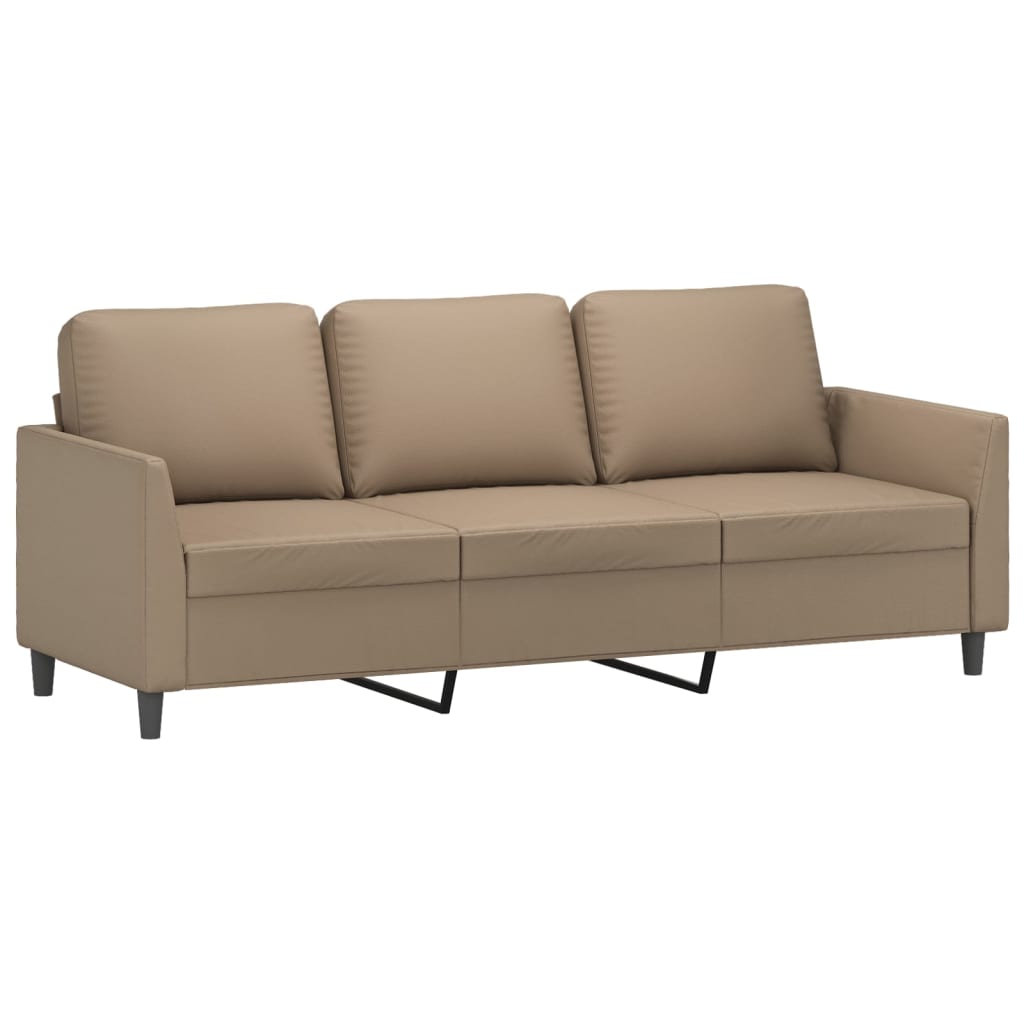 vidaXL Set de canapele cu perne, 4 piese, cappuccino, piele ecologică vidaXL Set de canapele cu perne, 4 piese, cappuccino, piele ecologică