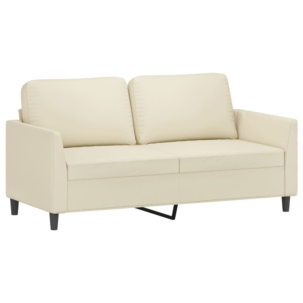 vidaXL Set de canapele cu perne, 2 piese, crem, piele ecologică