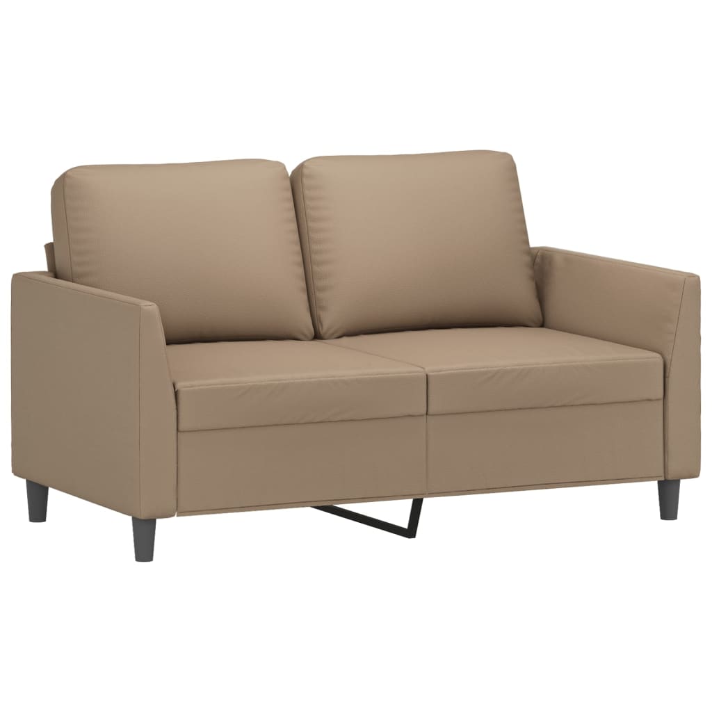 vidaXL Set de canapele cu perne, 3 piese, cappuccino, piele ecologică vidaXL Set de canapele cu perne, 3 piese, cappuccino, piele ecologică