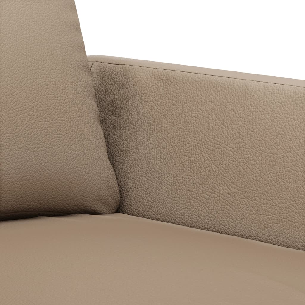 vidaXL Set de canapele cu perne, 3 piese, cappuccino, piele ecologică vidaXL Set de canapele cu perne, 3 piese, cappuccino, piele ecologică