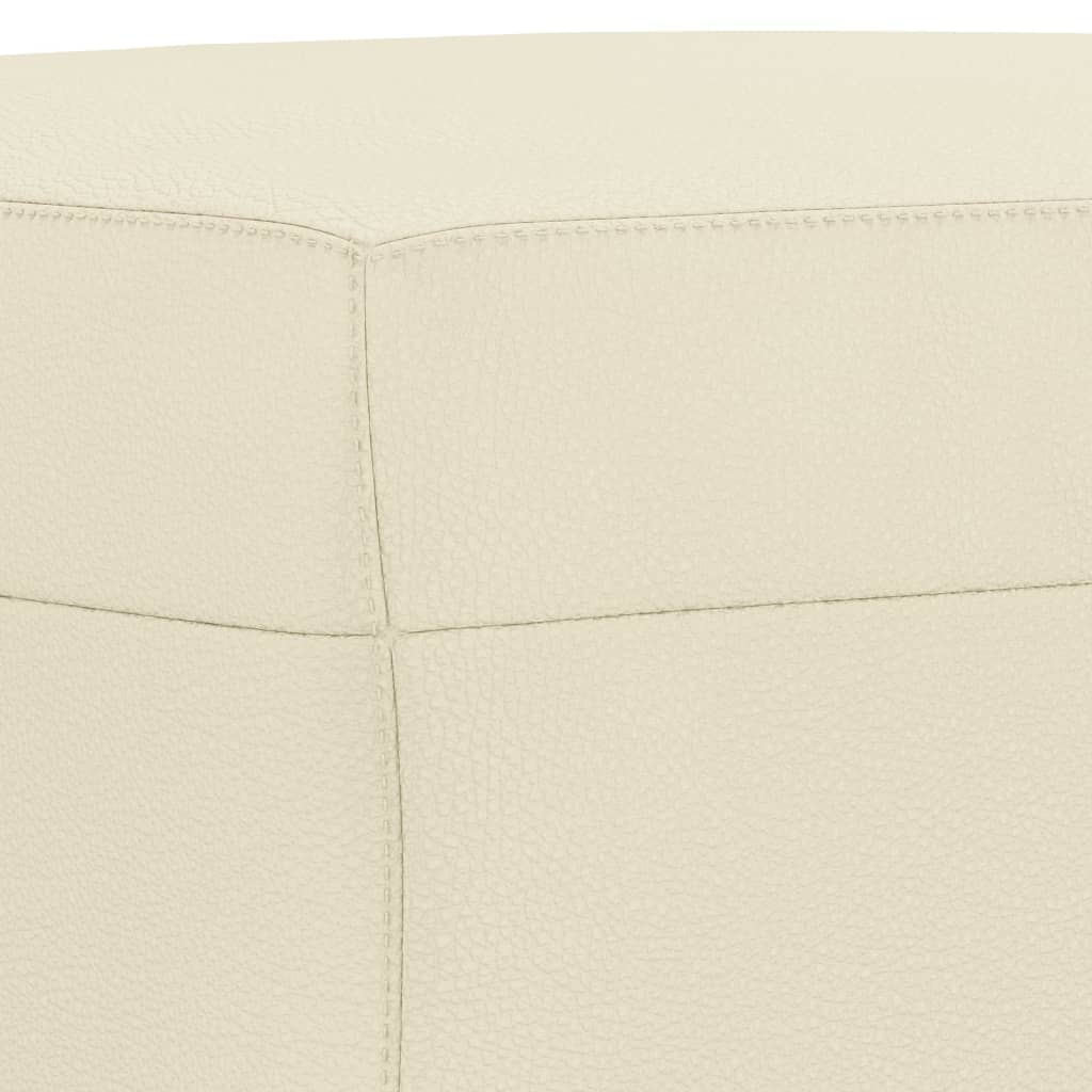 vidaXL Set de canapele cu perne, 3 piese, crem, piele ecologică