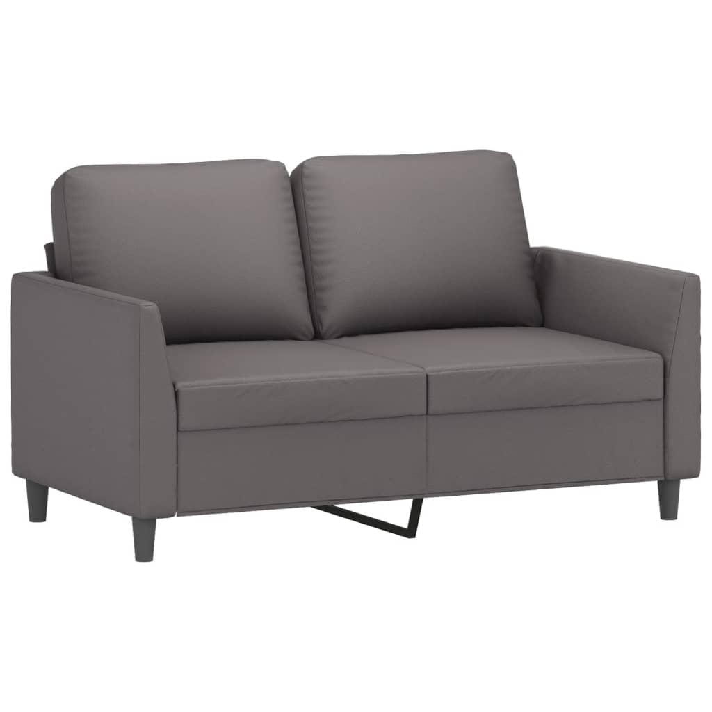 vidaXL Set de canapele cu perne, 3 piese, gri, piele ecologică vidaXL Set de canapele cu perne, 3 piese, gri, piele ecologică