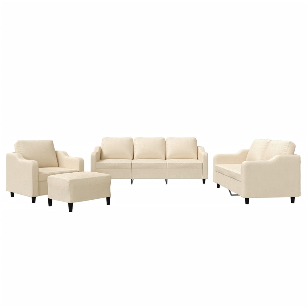 vidaXL Set de canapele cu perne, 4 piese, crem, textil