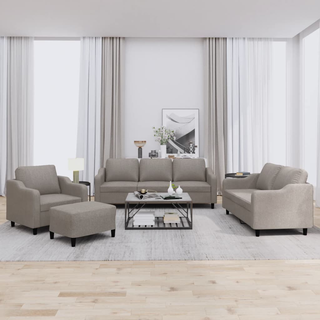vidaXL Set de canapea cu perne, 4 piese, gri taupe, material textil vidaXL Set de canapea cu perne, 4 piese, gri taupe, material textil