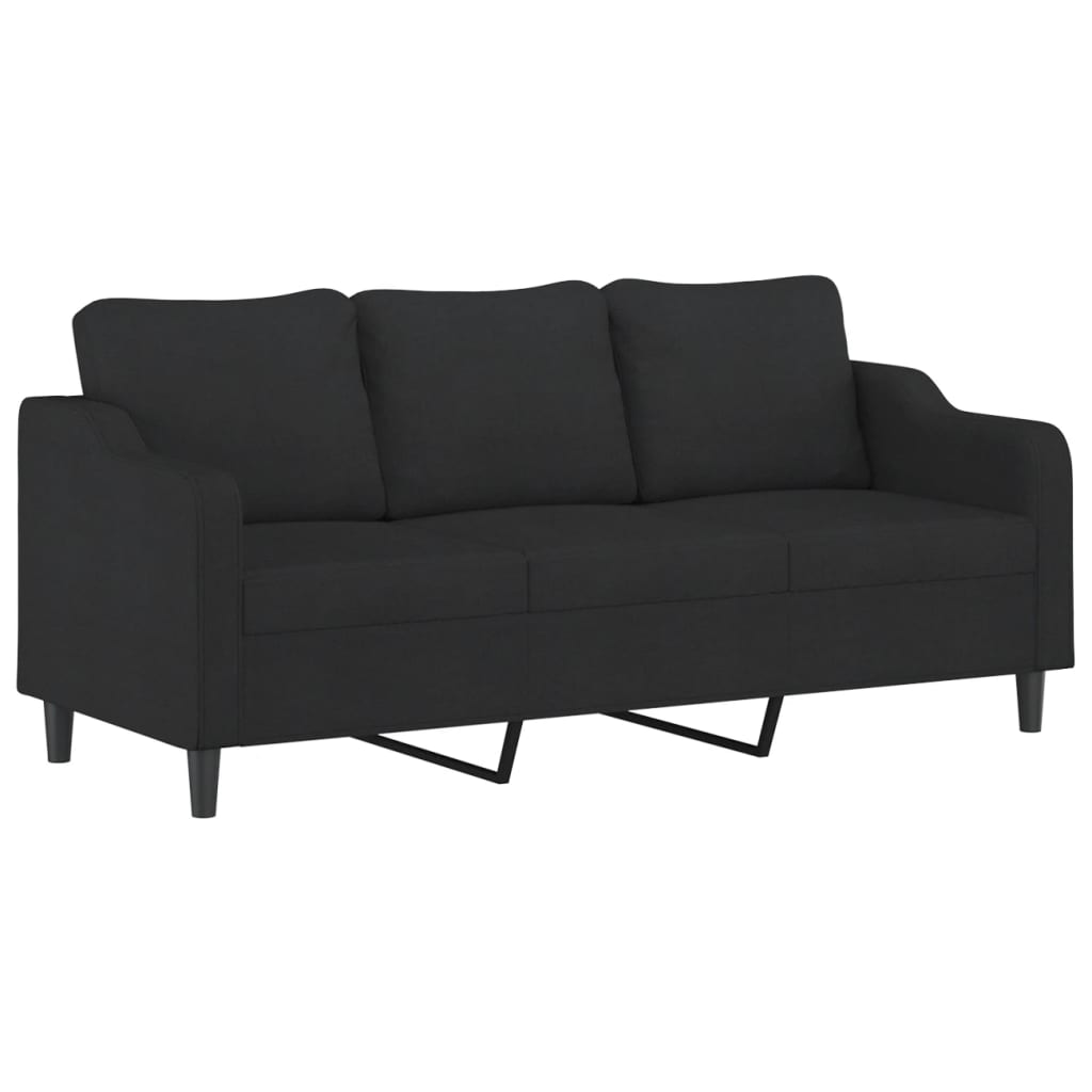 vidaXL Set de canapele cu perne, 3 piese, negru, textil