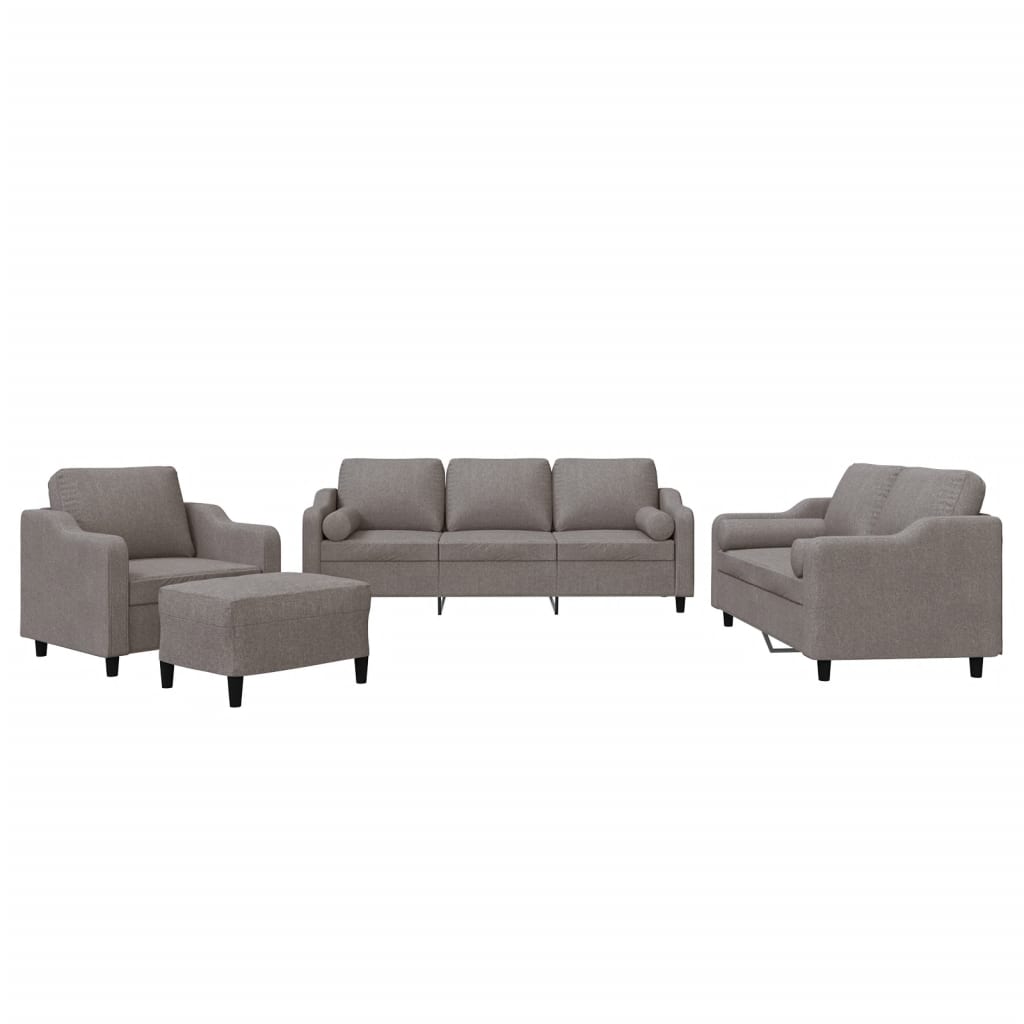 vidaXL Set de canapele cu perne, 4 piese, gri taupe, textil