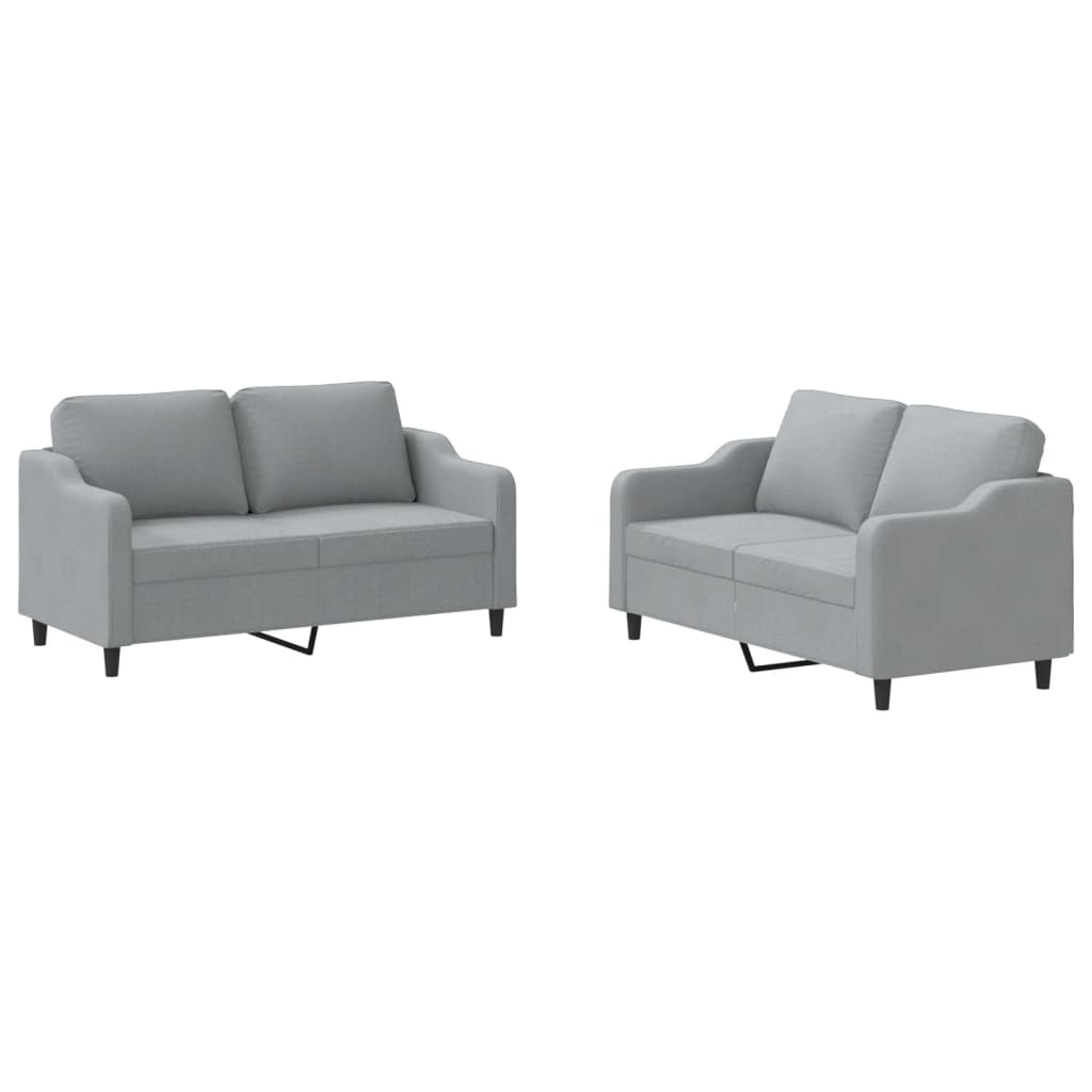 vidaXL Set de canapele cu perne, 2 piese, gri deschis, textil vidaXL Set de canapele cu perne, 2 piese, gri deschis, textil