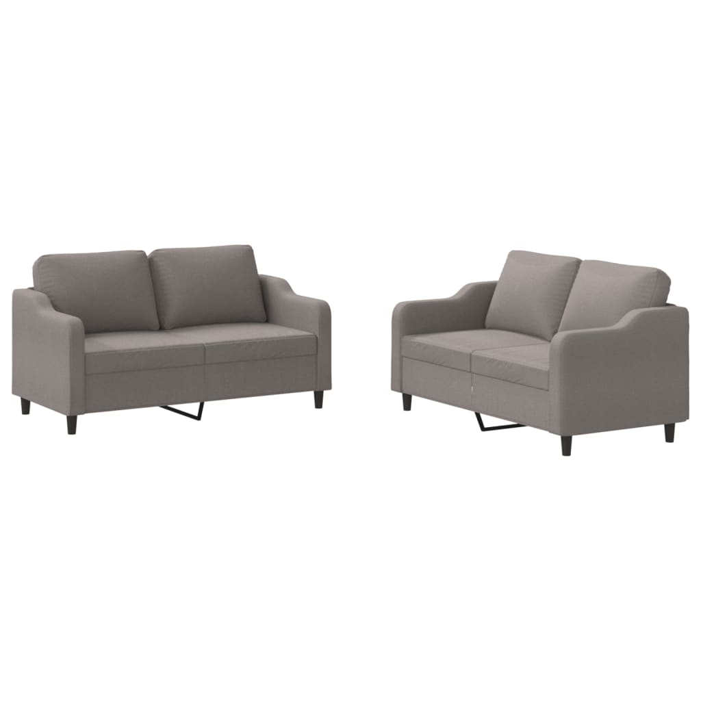 vidaXL Set de canapea cu perne, 2 piese, gri taupe, material textil vidaXL Set de canapea cu perne, 2 piese, gri taupe, material textil