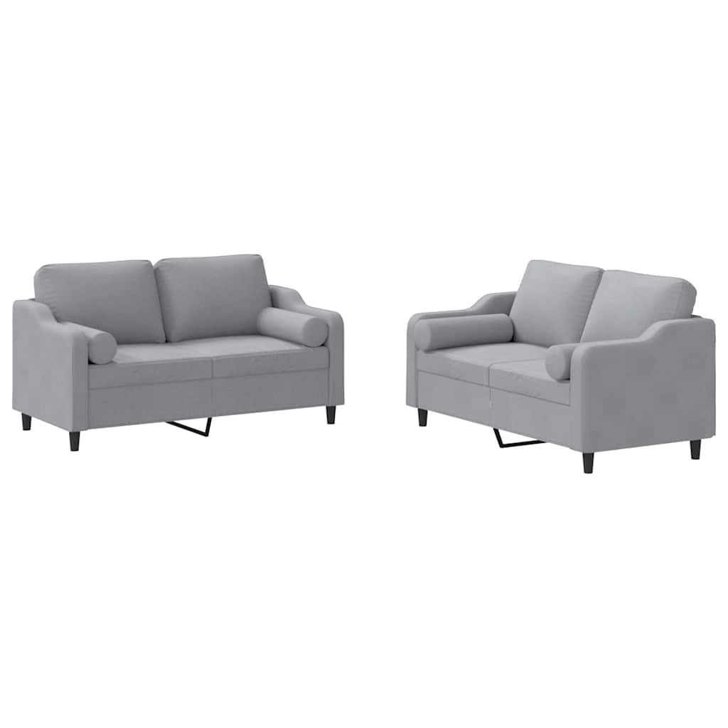 vidaXL Set de canapele cu perne, 2 piese, gri deschis, material textil vidaXL Set de canapele cu perne, 2 piese, gri deschis, material textil