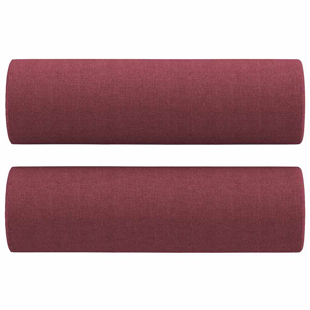 vidaXL Set canapea cu perne, 3 piese, roșu vin, material textil